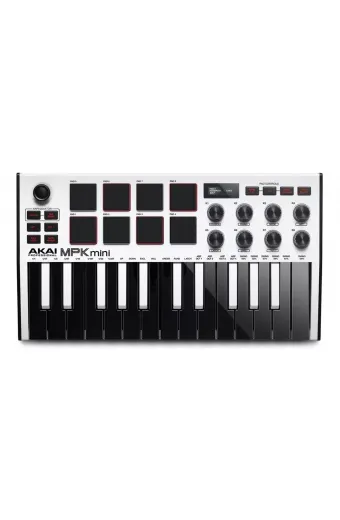 Teclado Controlador Midi Akai Mpk Mini Mk3 White 25 Teclas