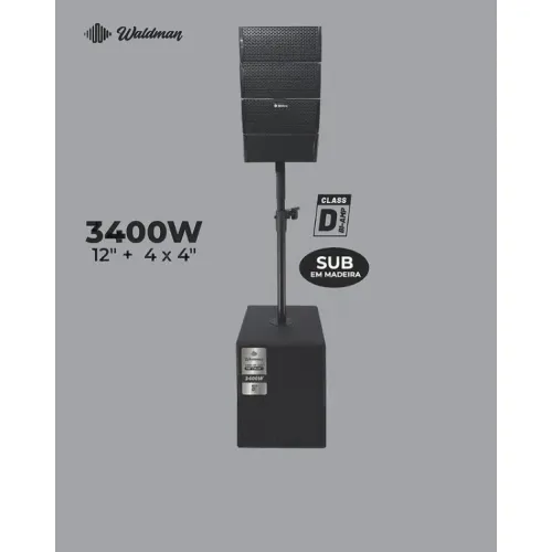 Caixa Amplificada Ativa 12'' Torre Waldman L1-1244