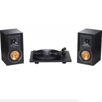 Toca Discos Klipsch + Alto Falantes R-15PM 2-Way de Estante Preto